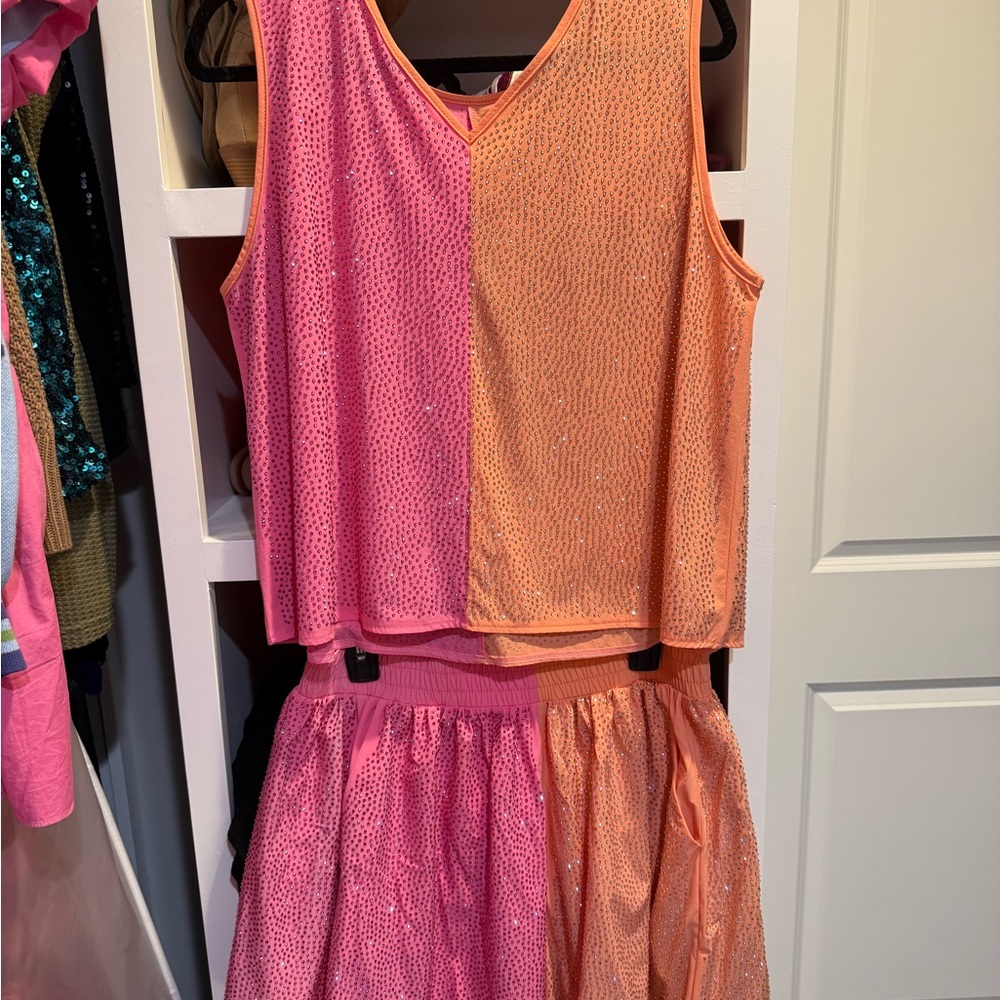 Colorful Sequin Tank and Skirt Set